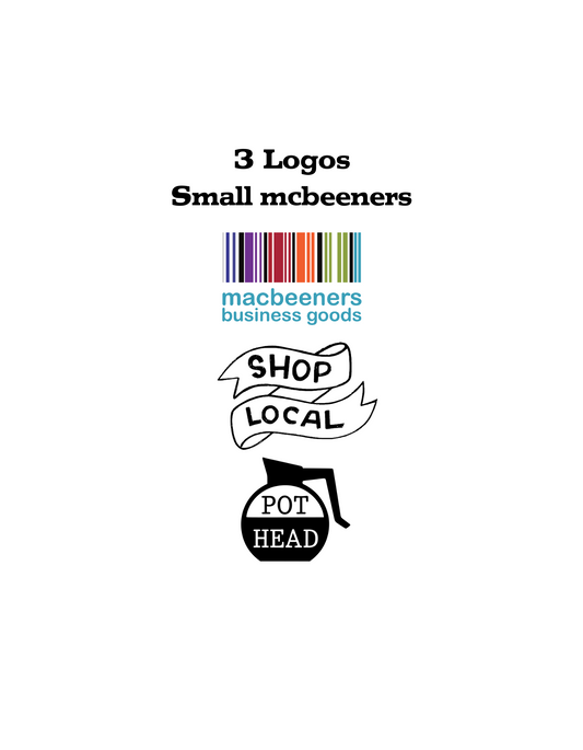 3 Logos - Small macbeeners colored, Shop Local & PotHead