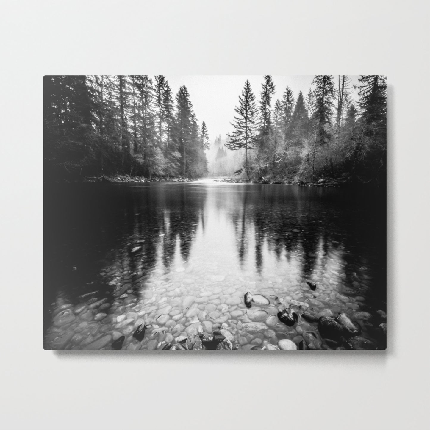 nature-lake-black-and-white-forest-water-reflection-metal-prints